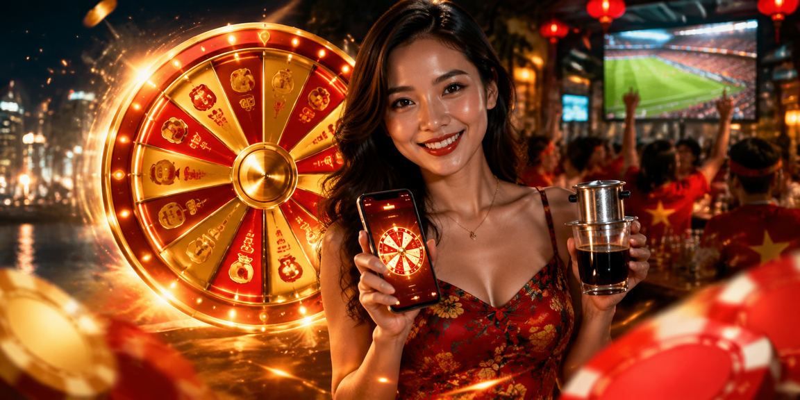 Người dùng chơi roulette trên điện thoại tại Phú Quốc bên tách cà phê Việt Nam